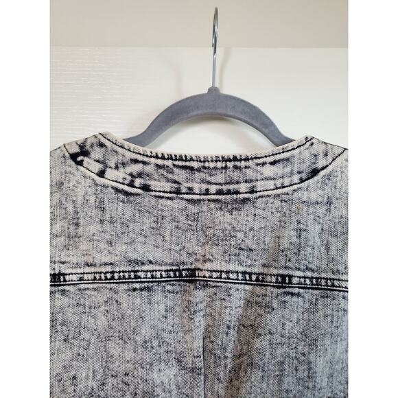 Tanya Taylor Retro Grey Black Faded Denim V Neck Shift Mini Dress, Size 10 - Picture 8 of 10